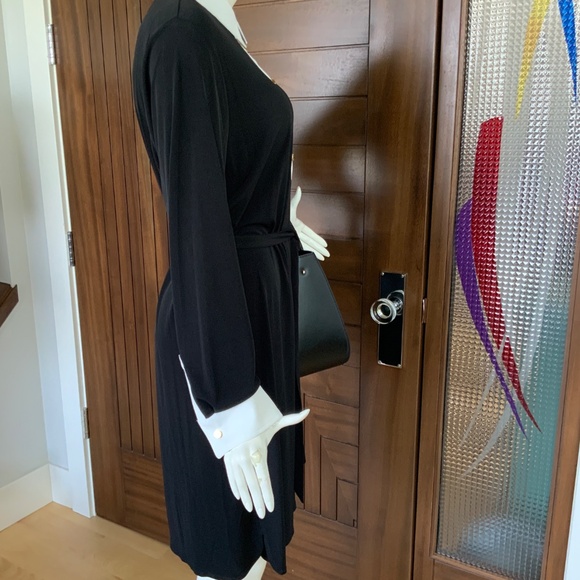 IVANKA, Black & White Belted Shirt Dress, Size XL - Picture 6 of 15